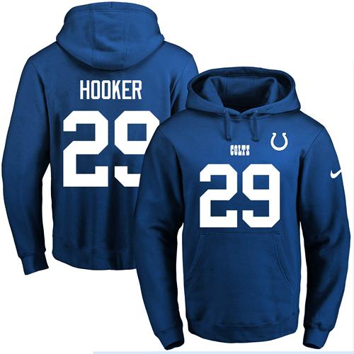 Nike Colts #29 Malik Hooker Royal Blue Name & Number Pullover NFL Hoodie